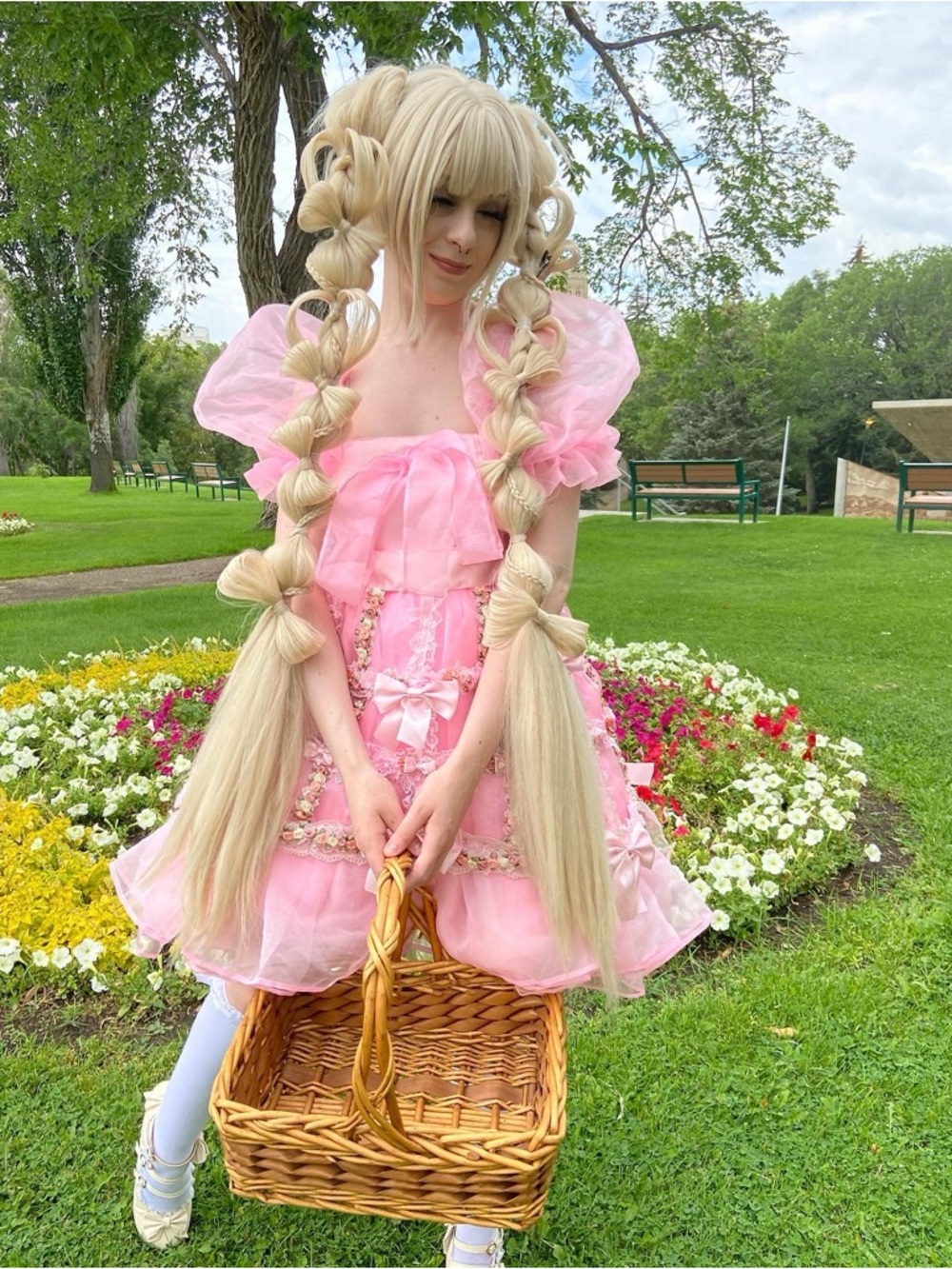 Selkie dupe Pink Puff-Sleeve Midi Tulle Dress